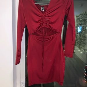 Mini Dark Red Satin Dress